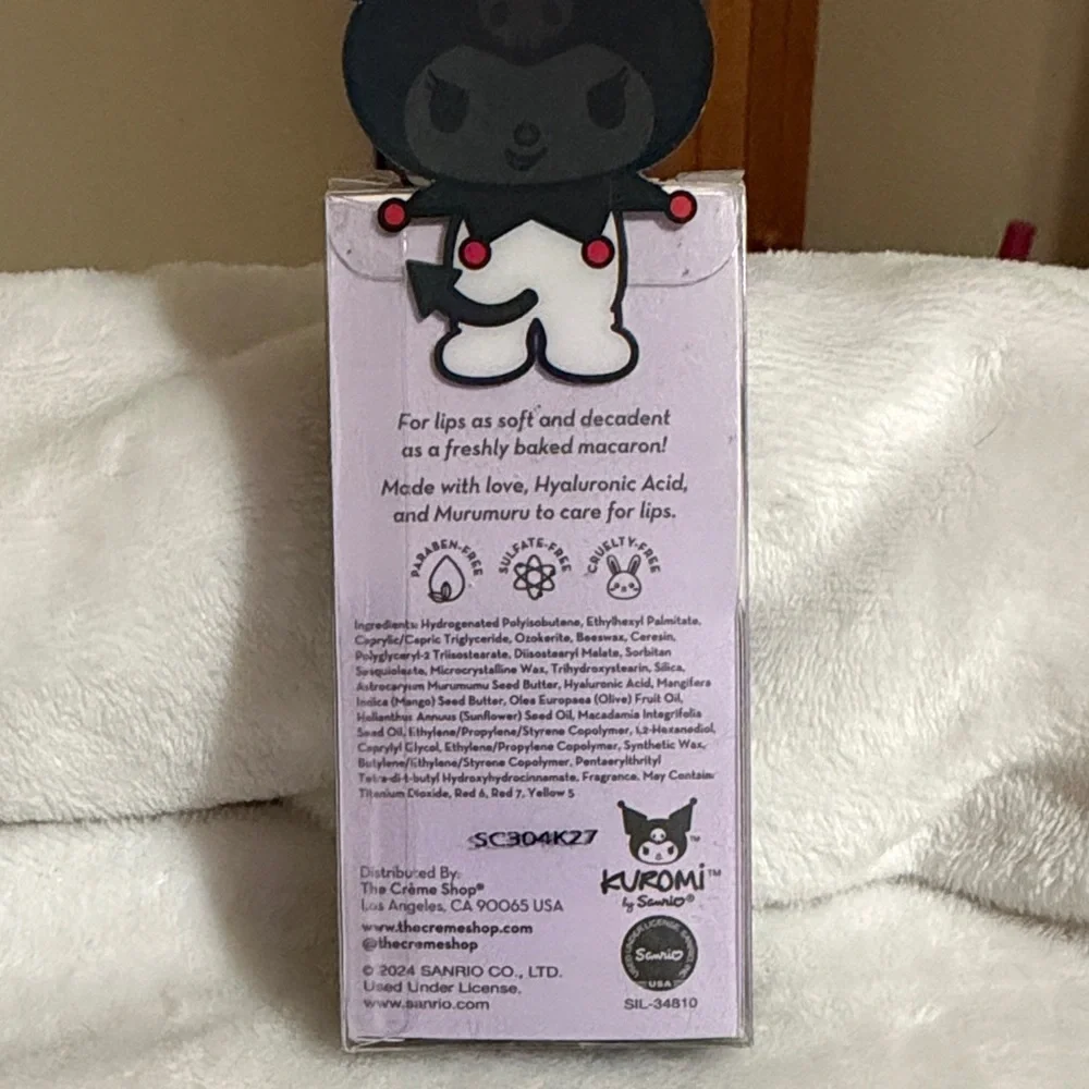 The Crème Shop x Kuromi Macaron Lip Balm- Raspberry Crème Puff